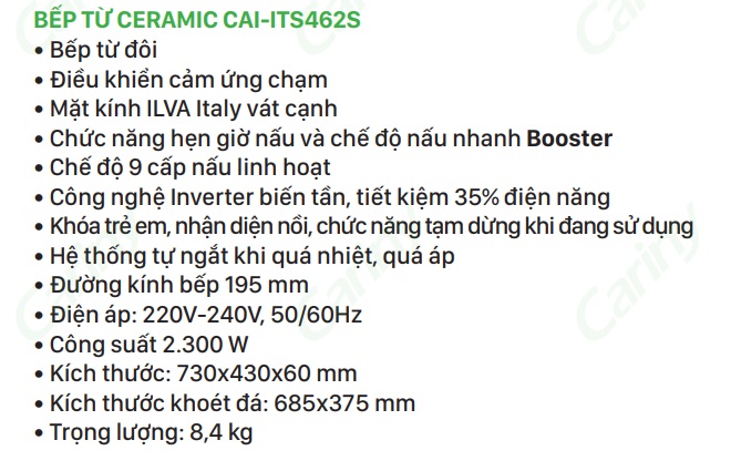 Thong so bep tu Ceramic CAI-ITS462S