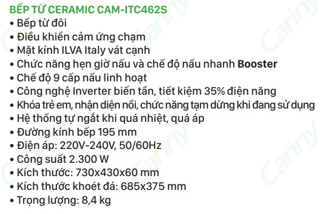 Thong so bep tu Ceramic Cam-ITC462S