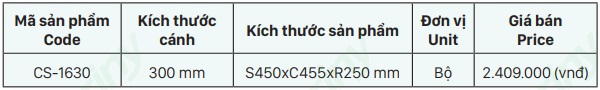 Thong so ke gia vi dao thot CS 1630