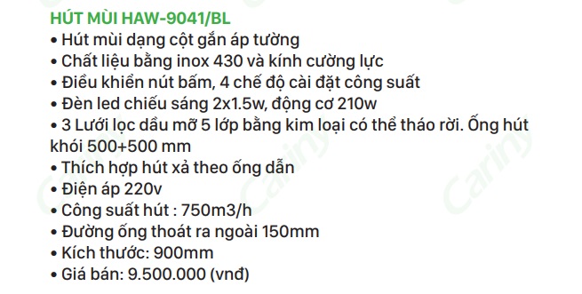 Thong so may hut mui HAW-9041BL