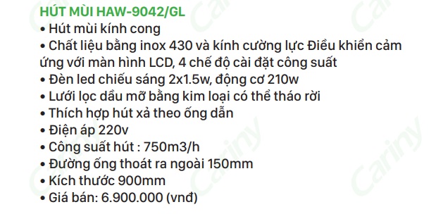 Thong so may hut mui HAW-9042GL