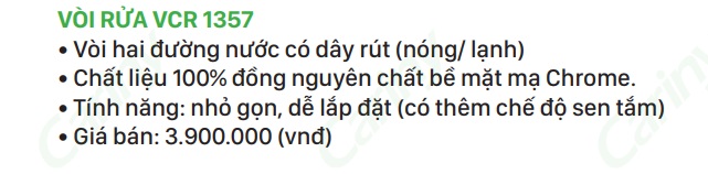 Thong so voi rua VCR 1357