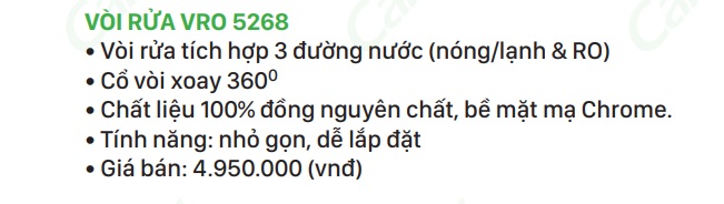 Thong so voi rua VRO 5268