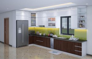 Tủ bếp acrylic chữ L