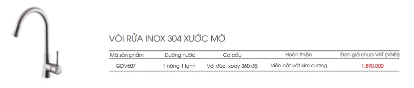 Voi rua inox xuoc mo GDV607