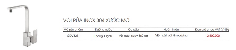 Voi rua inox xuoc mo GDV621