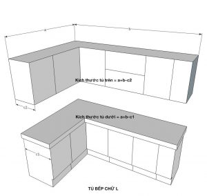 cách tính m tủ bếp chữ L